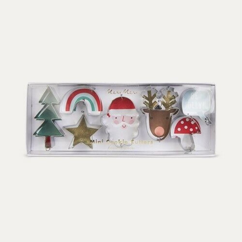 NIB SET 7 MERI MERI CHRISTMAS MINI COOKIE CUTTERS Reindeer Santa Tree Star +
